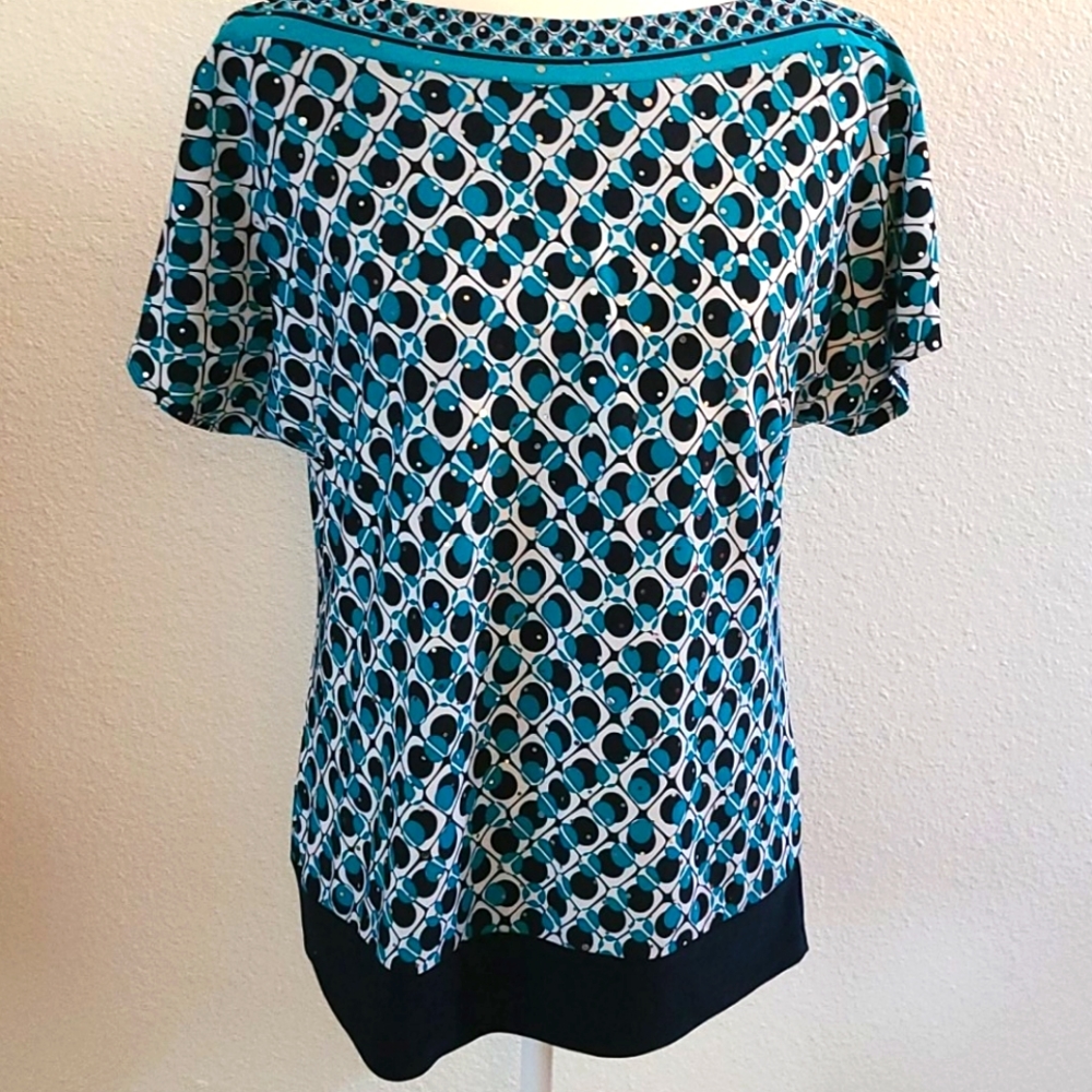 Dressbarn Bateau Neck Top with Sparkle